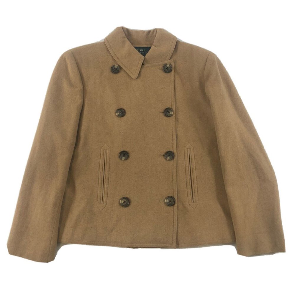 VTG LAUREN RALPH LAUREN 100% Camel Hair TAN Coat MADE IN USA Women’s Size 6